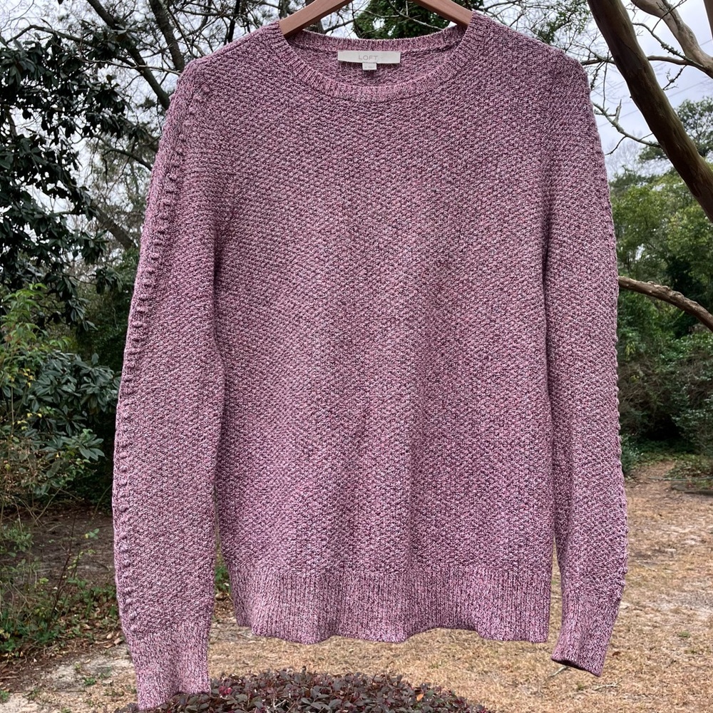 LOFT Cotton Boucle Sweater Pink Purple